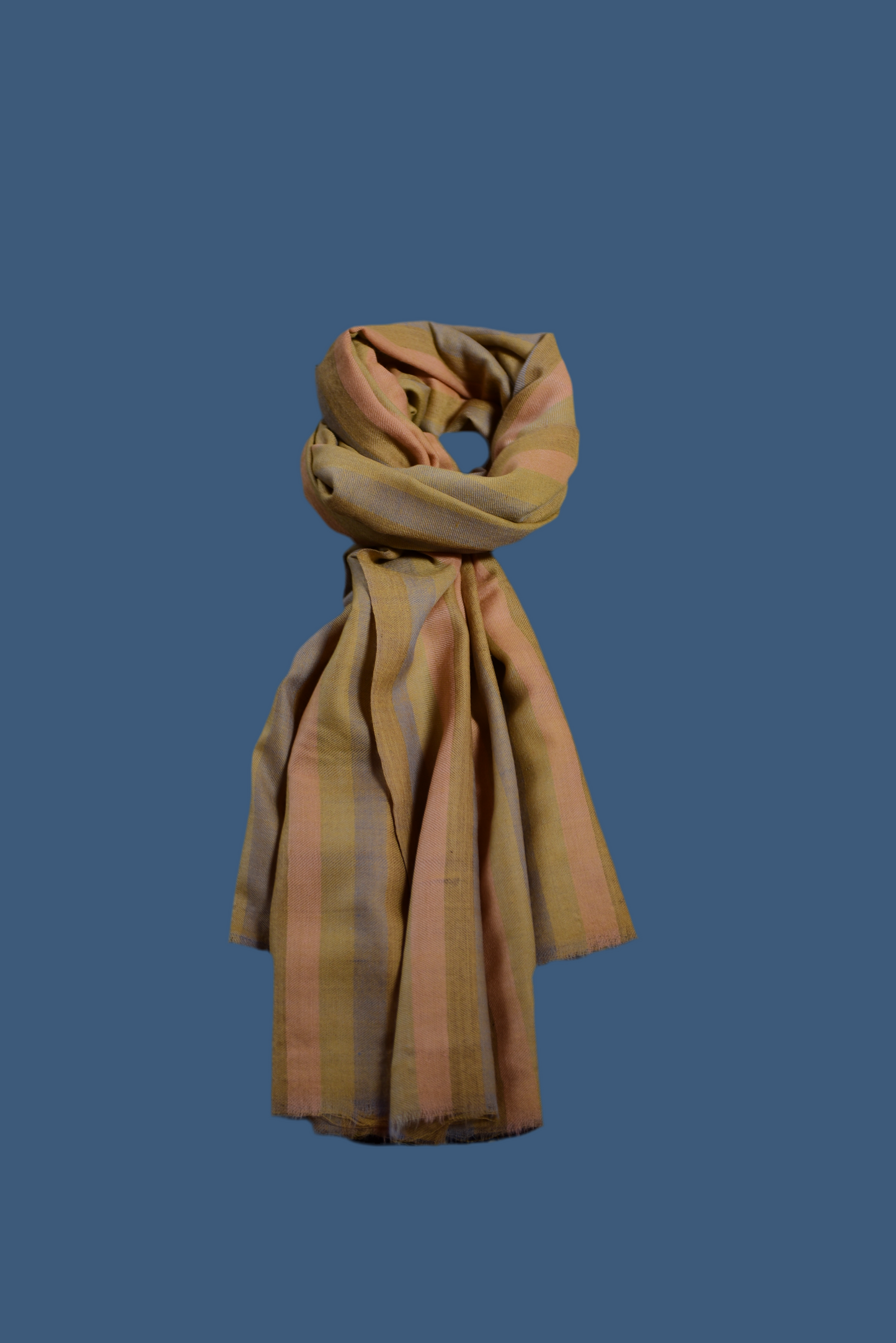 Ivory striped cashmere wrap-ISCW05