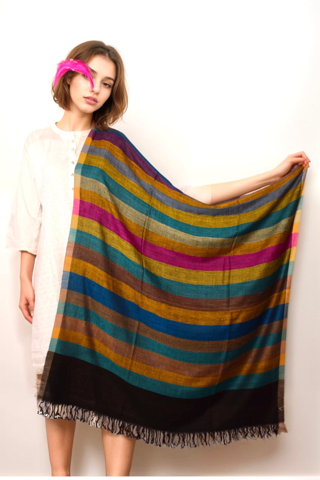 Striped weave Pattern Pashmina Shawl-SWPS07