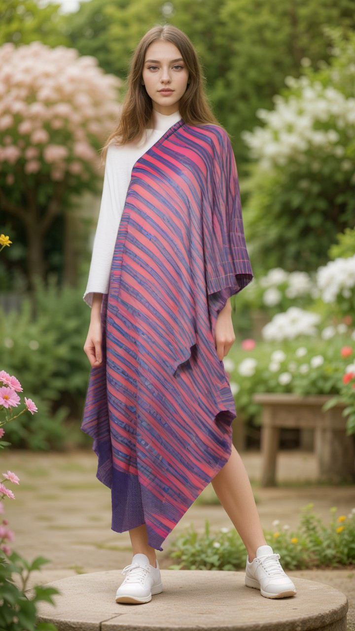 Purple Striped Cashmere wrap-PSCW03