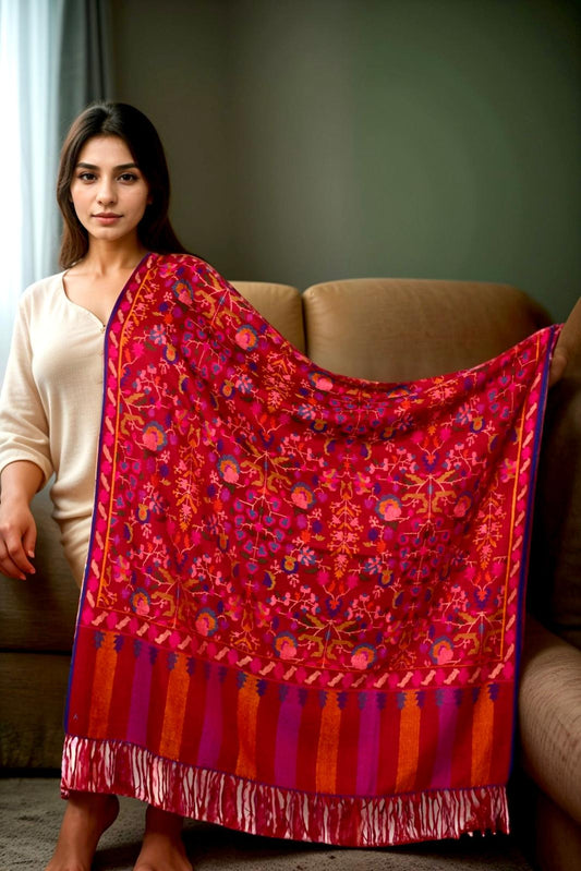 Rouge Red Kaani Pashmina Shawl-RRKP09