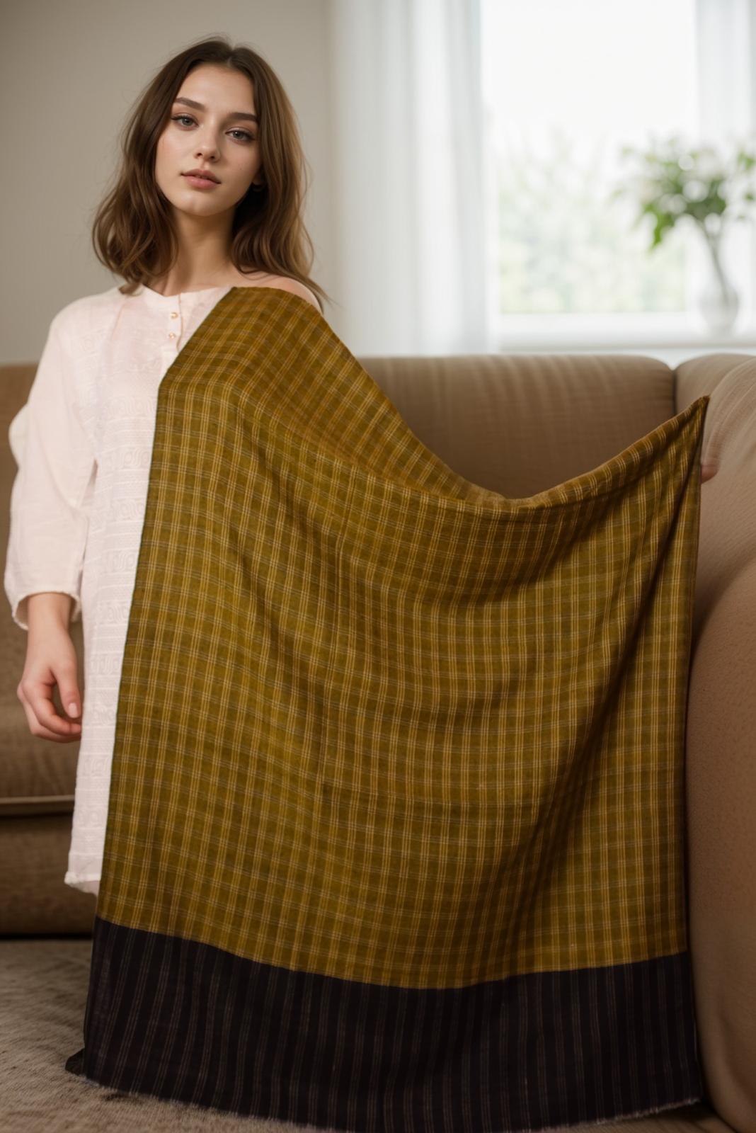 Pure Checkered Pashmina Shawl-PCPS11