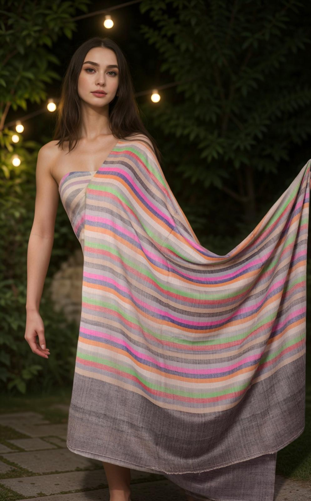 Weave Pattern Striped Pashmina-WPSP13