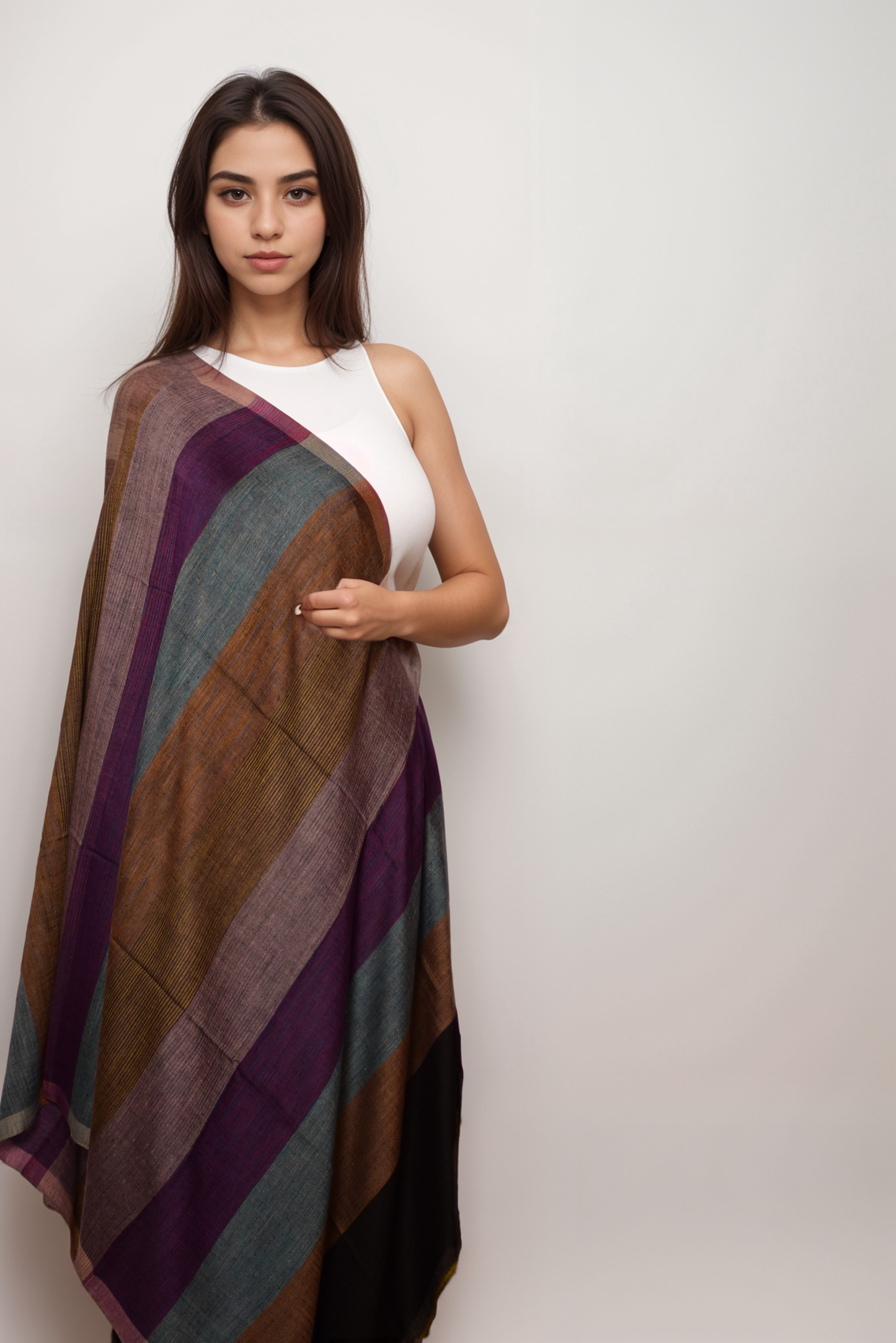 Multicolored Striped Pashmina Shawl- MSPS34