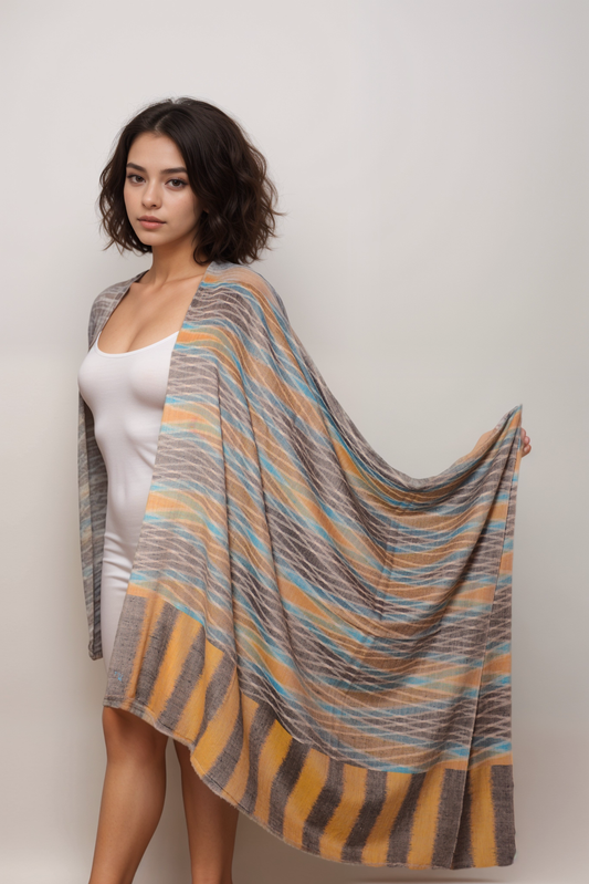 Handmade Ikat Striped Pashmina Shawls- HISP02