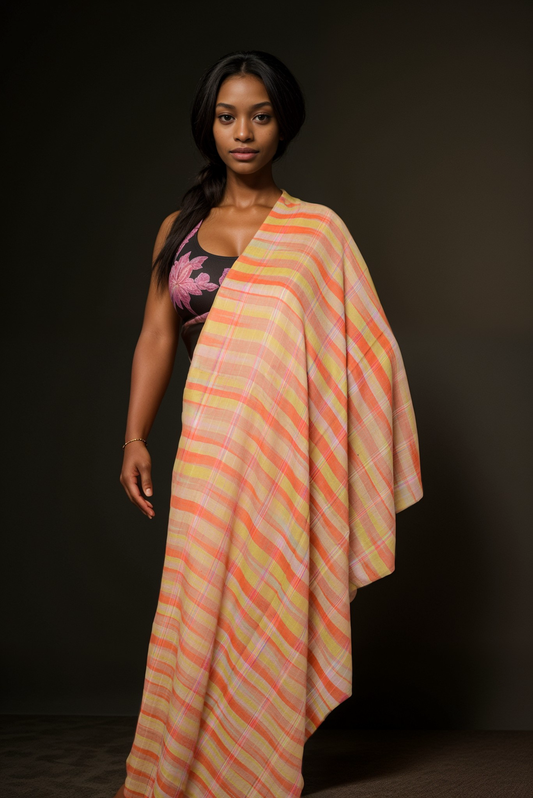 Gingham Check Kaleidoscopic Cashmere Wrap-GCKC09