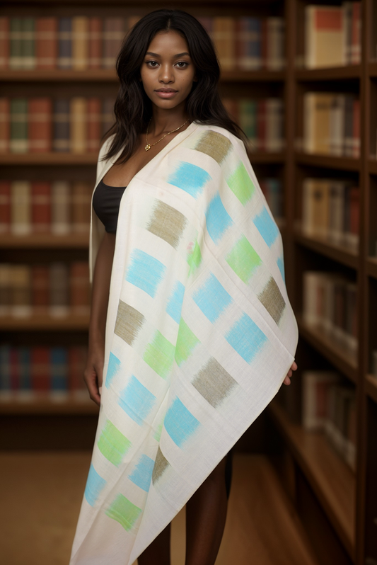 Patterned Ikat Cashmere Wrap-PICW13