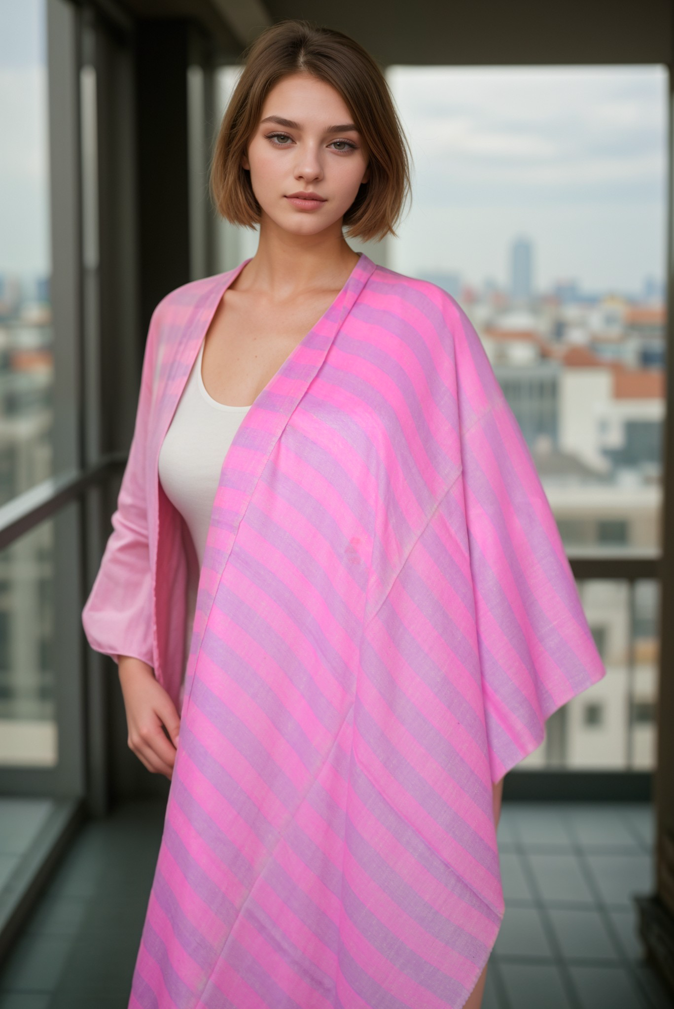 Pearl Striped Cashmere Wrap-PSCW18