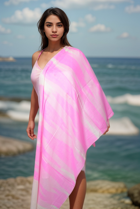 Baby Pink Ikat Cashmere Wrap-BPIC19