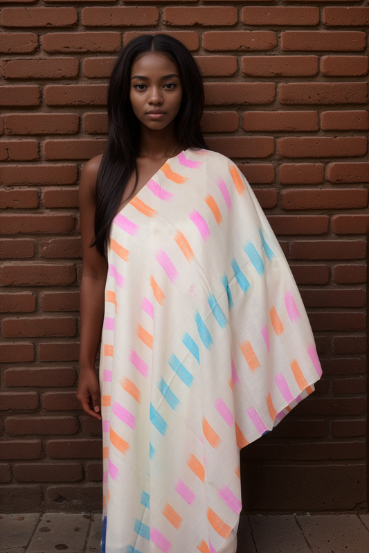 Multicolored Ikat Cashmere Wrap-MICW21