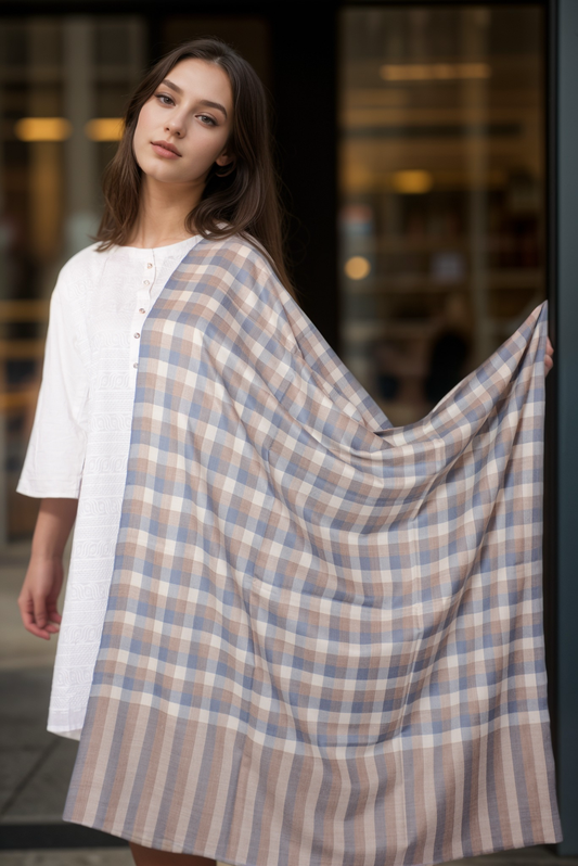 Classic Checked Pashmina Shawl-CCPS15